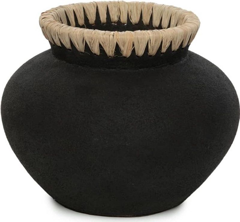 Safaary - Bazar Bizar Vaas Zwart Naturel S Styly - 25x25 CM