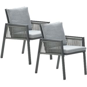 Garden Impressions Brendon lounge dining stoel licht grijs - 2 stuks