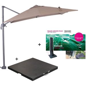 Hawaii - Zweefparasol - Inclusief Parasolvoet - 180 Grams Parasoldoek - Aluminium Frame