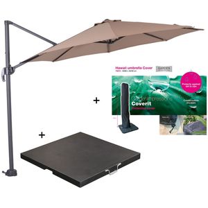 Garden Impressions zweefparasol S Ø300 d. grijs|taupe met voet en hoes