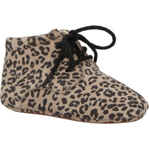 Mavies - Leren Babyschoenen - Panterprint - Beige - Vetersluiting
