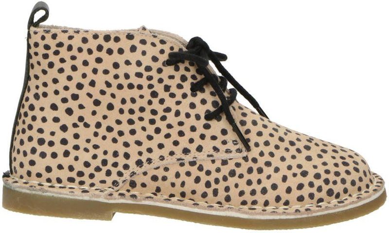 Mavies Leren Veterboots Zand/Zwart