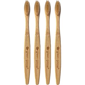 Bamboe Tandenborstel | Set van 4| Zacht voor gevoelige tandvlees|Biologisch afbreekbaar| 100% organic