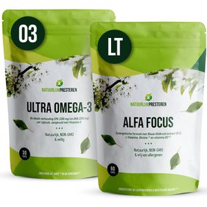 L-theanine, Omega-3 & Glidkruid pakket - 1 maand - natuurlijke ingrediënten - hoge dosering omega-3