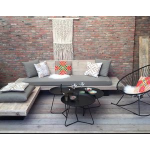 Easy Loungebank met bijzetbank - Steigerhout- Metaal - Industrieel design- philline.be