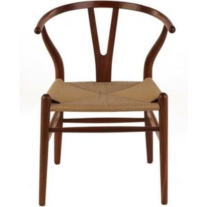 Wegner Y-stoel -  Design stoel  - Beukenhout - Walnoot - naturel zitting -  beige kleur- wishbone stoel