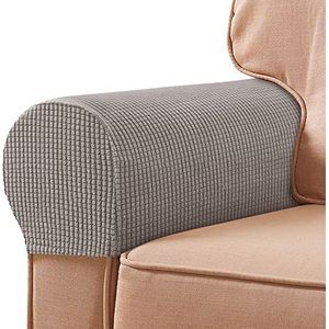 VIKAUL Set van 4 antislip armleuningen Covers rekbare sofa armleuningen beschermers voor fauteuils fauteuil bank fauteuils meubels stoel armleuningen armleuningen, - taupe