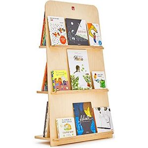 Bianconiglio Kids BUK Montessori Professionele boekenkast met Hide&Showsysteem voor het draaien van boeken, gemaakt van berkenhout, vervaardigd in Italië, EN71 (zonder kleurtoevoeging)