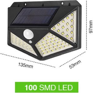 Buitenverlichting Zonne Energie – buitenlamp -buitenverlichting - Sensor – Solar – Dag Nacht Sensor – 100 LEDS – Zwart – Zeer veel licht