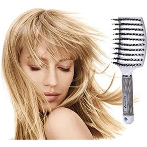 Bestseller hairbrush soft touch - beschermt haar - haarborstel - Antiklit - Pijnloos - voor nat en droog haar - met zwijnenhaar - ULTIEME kam ervaring - kleur Wit