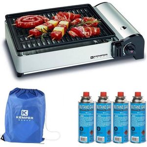 Kemper portable smart gas barbecue | Tafelbarbecue | Campingkooktoestel | 4 gasflessen