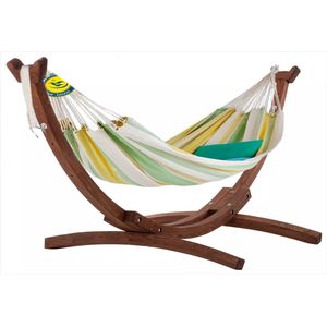 Hangmatset compact - Samba Guarani met massief houten standaard 250 cm