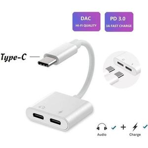 Dual USB Type C Adapter - 2 In 1 Audio Snelle Lading - Voor Samsung S20 Ultra