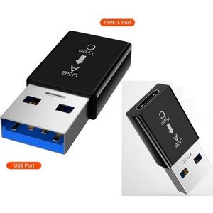 Mini Type C naar A Usb 3.0  Adapter Snelle Draagbare Opladen Data Type-C Zwart