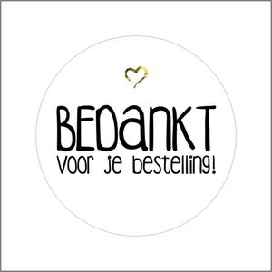 Sluitsticker - Etiketten - Sluitzegel – Bedankt voor je bestelling - Wit / Zwart-Goud - Rond 39 mm - 500 stuks