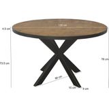 Livingfurn - Eetkamertafel Accent Round - Teak Hout - 130 cm - Bruin