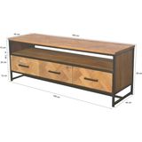 Livingfurn - TV Meubel TV Accent 150 cm - Teakhout / Gecoat Staal