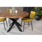 Brix - Eetkamertafel Brix Rond - 130 cm - Mangohout - Bruin