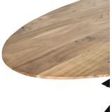 Livingfurn - Ovale Eetkamertafel - Acasia Hout - 210 cm - Bruin