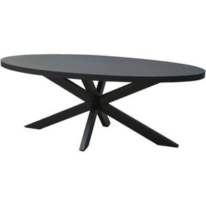 Livingfurn - Zwart Ovale Eetkamertafel -  -  Mango Hout  - 210 cm