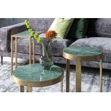 Livingfurn - Salontafel Glennis - Groen Goud - 50x50x35cm - Marmer