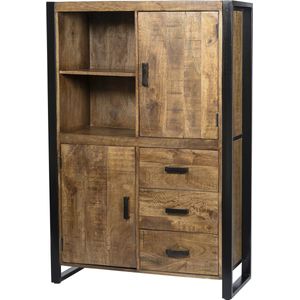 Livingfurn - Nairobi - Vitrinekast - Mangohout - Gecoat Staal