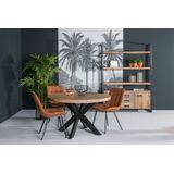 Livingfurn - Ronde Eetkamertafel - Mangohout  - 120 cm - Bruin