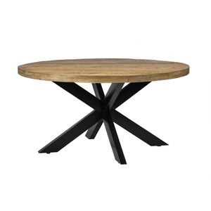 Livingfurn - Ronde Eetkamertafel - Mangohout  - 120 cm - Bruin