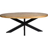 Livingfurn - e Eetkamertafel Oval -  -  Mango Hout  - 180 cm - Bruin