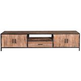 Livingfurn - TV Meubel Sturdy 220 cm - Mangohout / Gecoat Staal