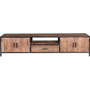 Livingfurn - TV Meubel Sturdy 220 cm - Mangohout / Gecoat Staal