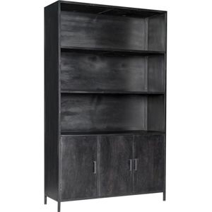 Livingfurn - Kabinetkast Kala - 40x120x200 - Mangohout en Gecoat Staal