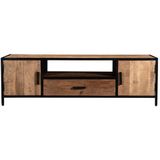 Livingfurn - TV Meubel Sturdy 160 cm - Mangohout / Gecoat Staal