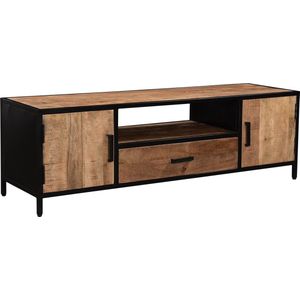 Livingfurn - TV Meubel Sturdy 160 cm - Mangohout / Gecoat Staal