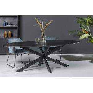 Livingfurn -  Eetkamertafel Oslo Ovaal Zwart - Acasia Hout  - 180 cm - Zwart