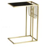 Livingfurn - Bijzettafel Djura Zwart Brass - Marmer - 30x45x65