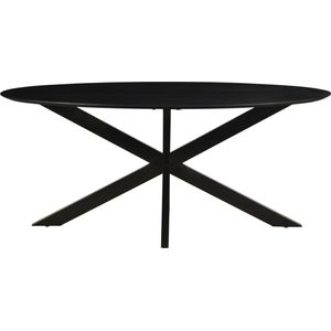 Livingfurn - Eetkamertafel Oslo Oval Spider Black 160 cm - Mangohout / Gecoat Staal