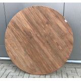 Livingfurn - Ronde Eetkamertafel DK Blad - L150cm x B150m - Teakhout - Blad voor Eettafel - Bruin