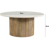 Brix - Salontafel Rond Nova - Mangohout Marmer - 70x70x36 - Wit