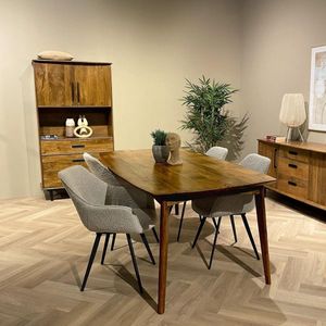 Livingfurn - Eetkamerstoel Luca Boucle Beige - 2 stuks