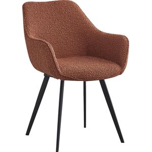 Livingfurn - Eetkamerstoel Luca Boucle Leaf Brown - 2 Stuks