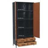 Livingfurn - Kabinetkast Brooklyn 2 lade 90cm - Mangohout / Gecoat Staal