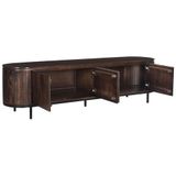 Livingfurn - TV Meubel Noor Walnut 210cm - Mangohout / Gecoat Staal