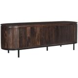 Livingfurn - TV Meubel Noor Walnut 170cm - Mangohout / Gecoat Staal