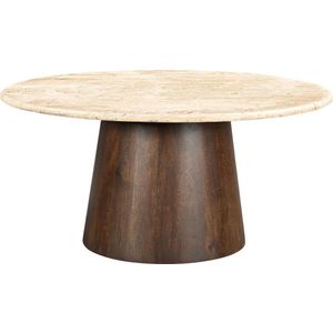 Livingfurn salontafel valentino round 75cm mangohout / travertin