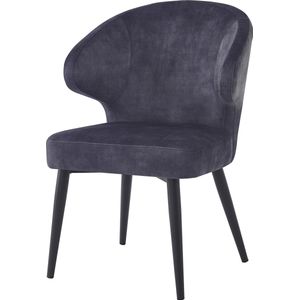 Livingfurn - Eetkamerstoel Donna antraciet Velvet - Antraciet - 2 stuks