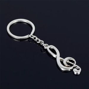 Sleutelhanger met 2 pianonoten, sleutelhanger met muziekthema, retro sleutelhanger, cadeau, Zwart/Zilver, Eén maat, modern