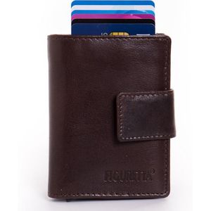 Figuretta Cardprotector met Muntvak RFID | Glanzend Leder | Bruin