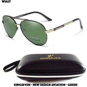 KingSeven - New Design Aviation Green - Aluminium piloten zonnebril met gepolariseerde UV400 glazen - Z93