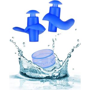 Premium Siliconen Oordoppen - Herbruikbaar - Zwem oordopjes - Gehoorbescherming -geluidsoverlast - waterdicht zwemmen - Blauw - Inclusief luxe opbergdoosje